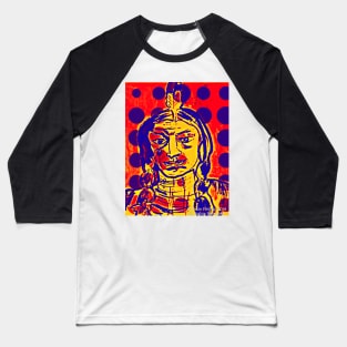 Blue Dot Pop Art Indian Baseball T-Shirt